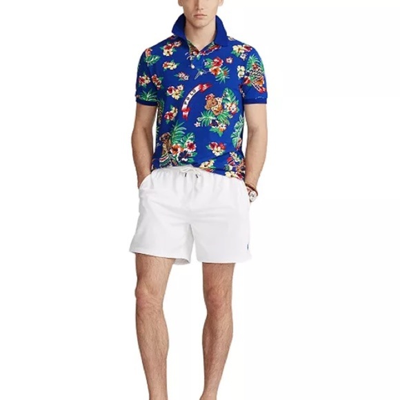 Ralph Lauren Men's Blue Tropical Polo Shirt - Picture 5 of 10